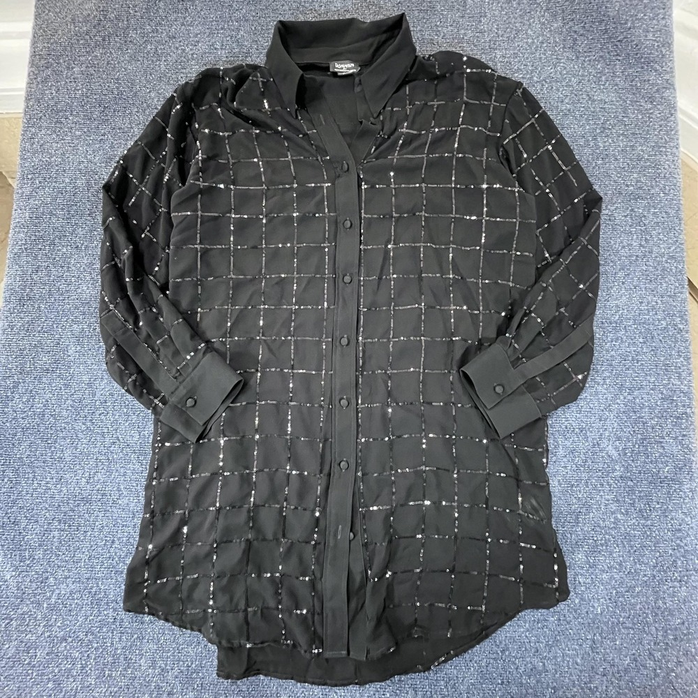 Rdalamat for Anthropologie Shirt Womens Medium Sequin Button Down Top Blouse